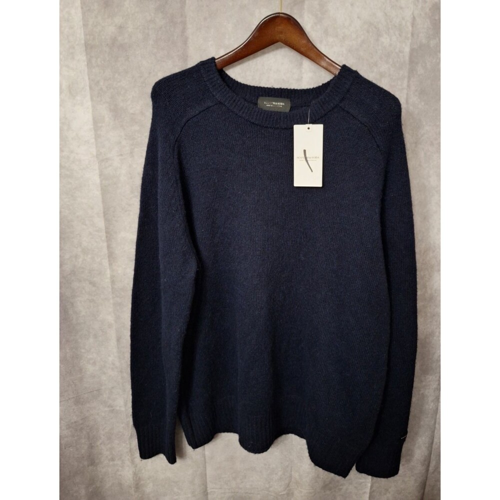 SCOTCH & SODA AMSTERDAM Men's Crewneck Sweater Wool Blend L/S Size XL Navy Blue